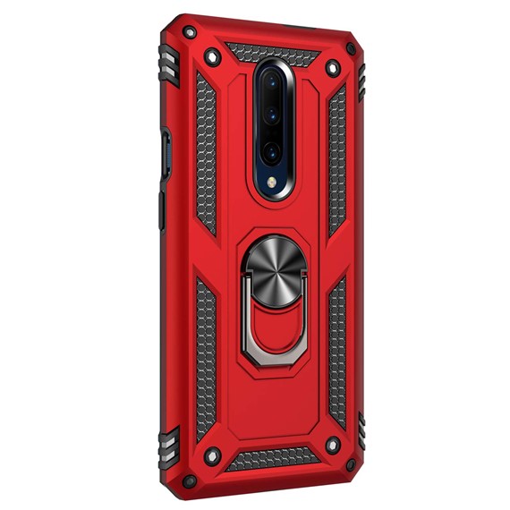 Microsonic OnePlus 7 Pro Kılıf Military Ring Holder Kırmızı 2