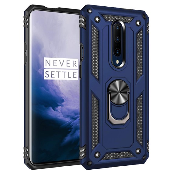 Microsonic OnePlus 7 Pro Kılıf Military Ring Holder Lacivert 1