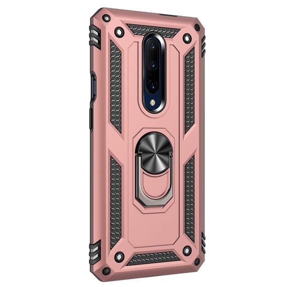 Microsonic OnePlus 7 Pro Kılıf Military Ring Holder Rose Gold 2