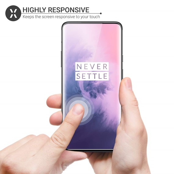 Microsonic OnePlus 7 Pro Tam Kaplayan Temperli Cam Ekran Koruyucu Siyah 5