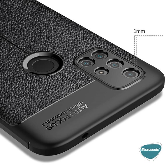 Microsonic OnePlus Nord N10 5G Kılıf Deri Dokulu Silikon Siyah 8