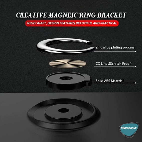 Microsonic OnePlus Nord N10 5G Kılıf Kickstand Ring Holder Kırmızı 7