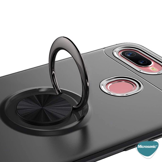 Microsonic Oppo A12 Kılıf Kickstand Ring Holder Kırmızı 4