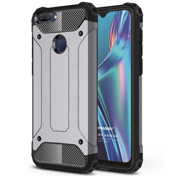 Microsonic Oppo A12 Kılıf Rugged Armor Gümüş 1