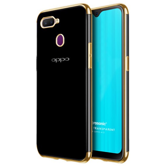 Microsonic Oppo A12 Kılıf Skyfall Transparent Clear Gold 1