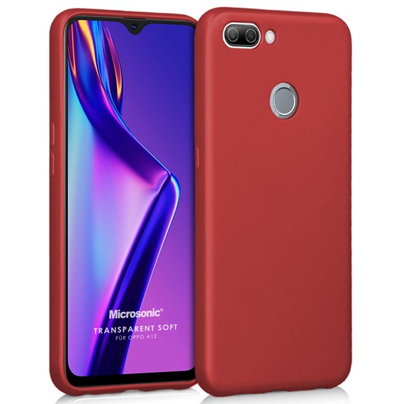 Microsonic Matte Silicone Oppo A12 Kılıf Kırmızı 1