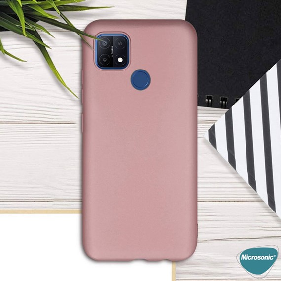 Microsonic Matte Silicone Oppo A15 Kılıf Rose Gold 3