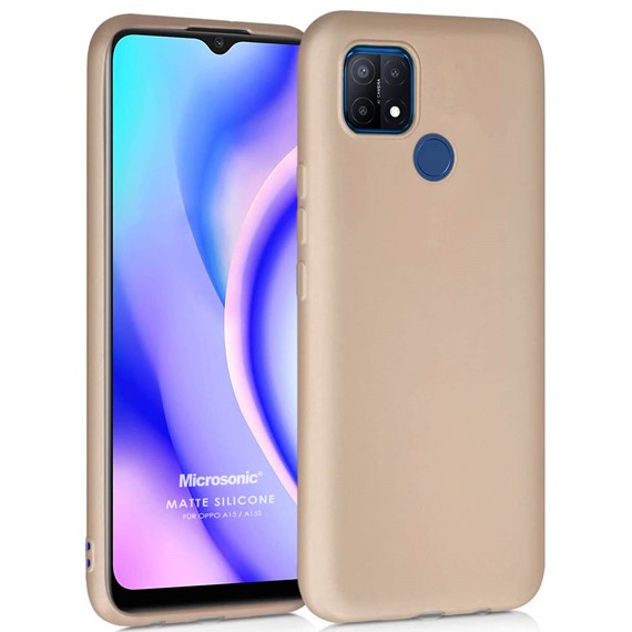 Microsonic Matte Silicone Oppo A15s Kılıf Gold 1