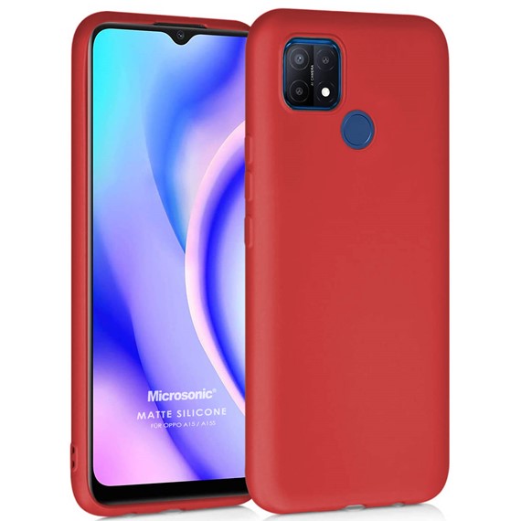 Microsonic Matte Silicone Oppo A15 Kılıf Kırmızı 1