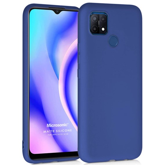 Microsonic Matte Silicone Oppo A15s Kılıf Lacivert 1