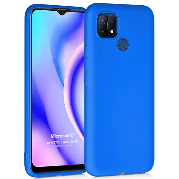 Microsonic Matte Silicone Oppo A15 Kılıf Mavi 1