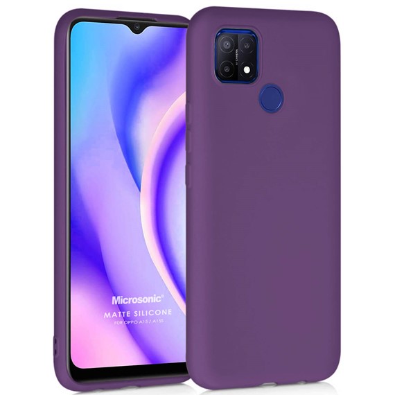 Microsonic Matte Silicone Oppo A15s Kılıf Mor 1