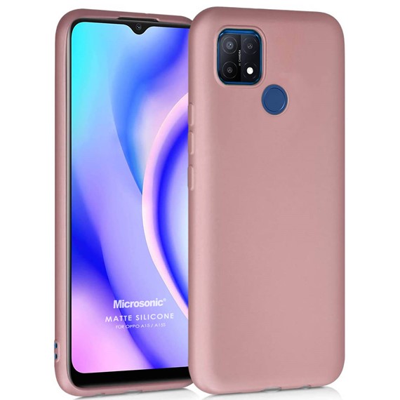 Microsonic Matte Silicone Oppo A15 Kılıf Rose Gold 1