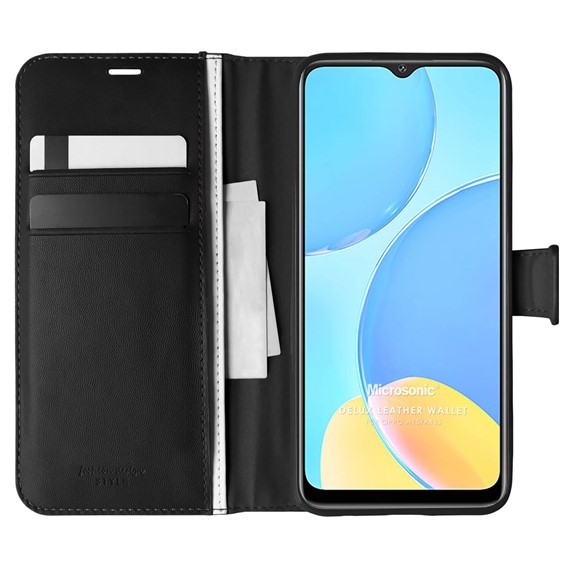 Microsonic Oppo A15 Kılıf Delux Leather Wallet Siyah 1