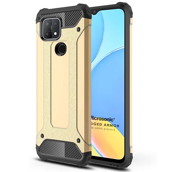 Microsonic Oppo A15s Kılıf Rugged Armor Gold 1