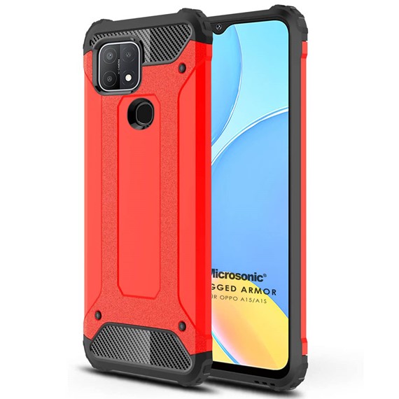 Microsonic Oppo A15 Kılıf Rugged Armor Kırmızı 1