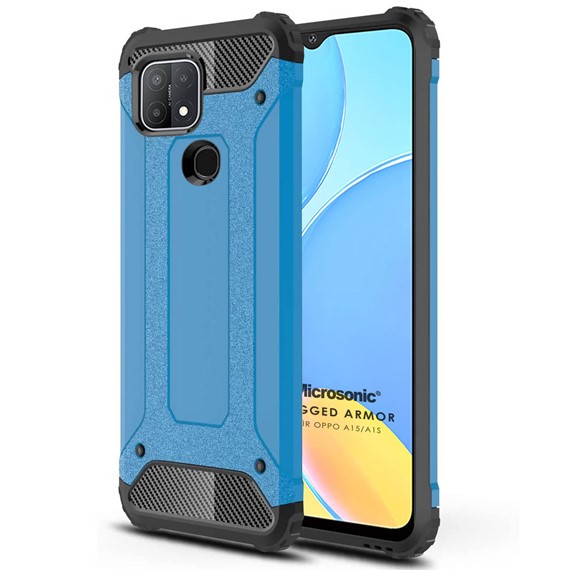 Microsonic Oppo A15 Kılıf Rugged Armor Mavi 1