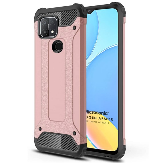 Microsonic Oppo A15s Kılıf Rugged Armor Rose Gold 1