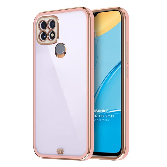 Microsonic Oppo A15 Kılıf Laser Plated Soft Pembe 1