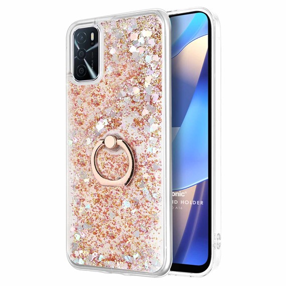 Microsonic Oppo A16 Kılıf Glitter Liquid Holder Gold 1