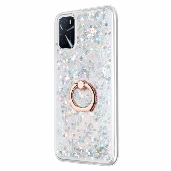 Microsonic Oppo A16 Kılıf Glitter Liquid Holder Gümüş 2