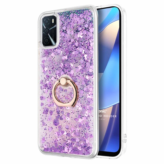 Microsonic Oppo A16 Kılıf Glitter Liquid Holder Mor 1