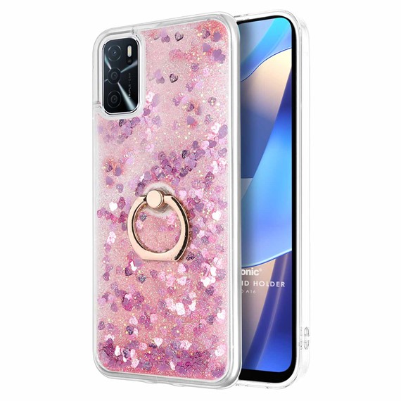 Microsonic Oppo A16 Kılıf Glitter Liquid Holder Pembe 1