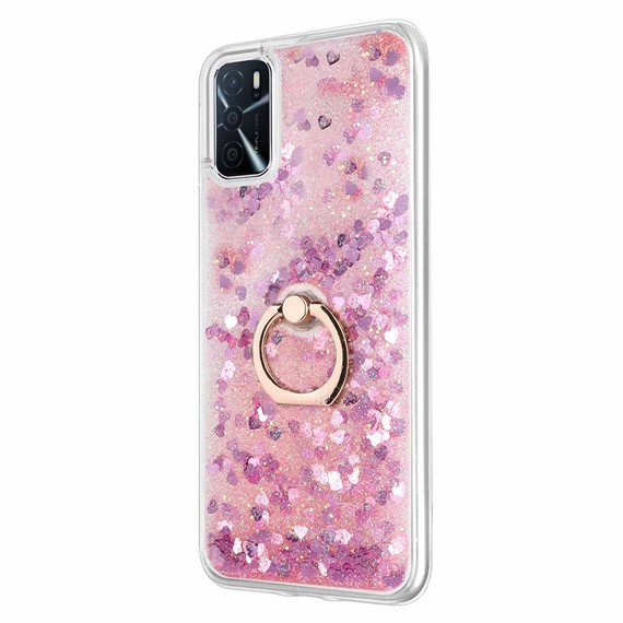 Microsonic Oppo A16 Kılıf Glitter Liquid Holder Pembe 2