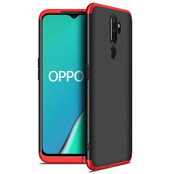 Microsonic Oppo A5 2020 Kılıf Double Dip 360 Protective Siyah Kırmızı 1