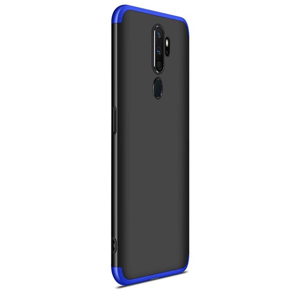 Microsonic Oppo A5 2020 Kılıf Double Dip 360 Protective Siyah Mavi 2