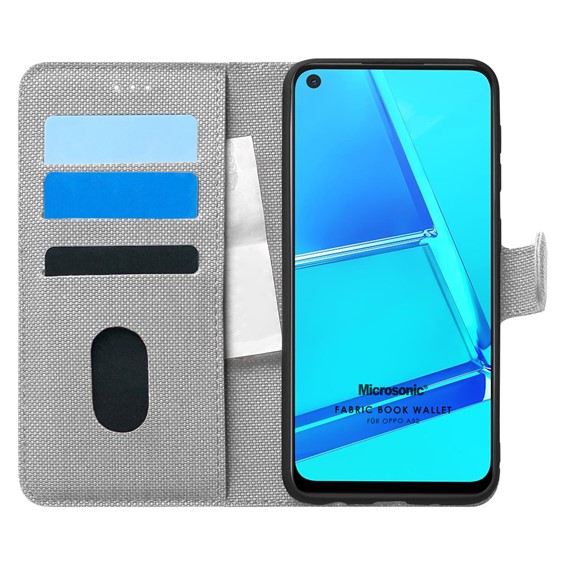 Microsonic Oppo A52 Kılıf Fabric Book Wallet Gri 1