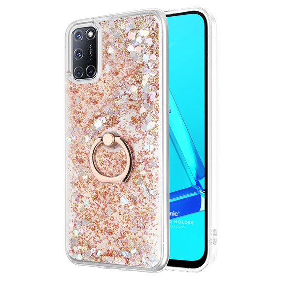 Microsonic Oppo A92 Kılıf Glitter Liquid Holder Gold 1