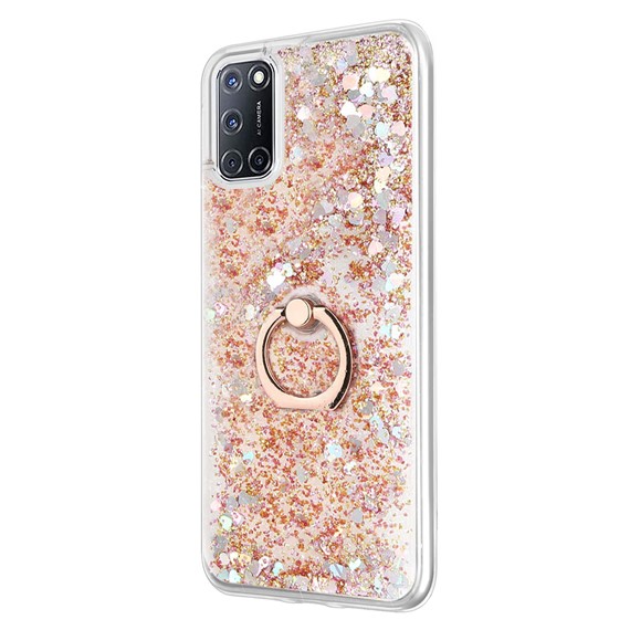 Microsonic Oppo A52 Kılıf Glitter Liquid Holder Gold 2