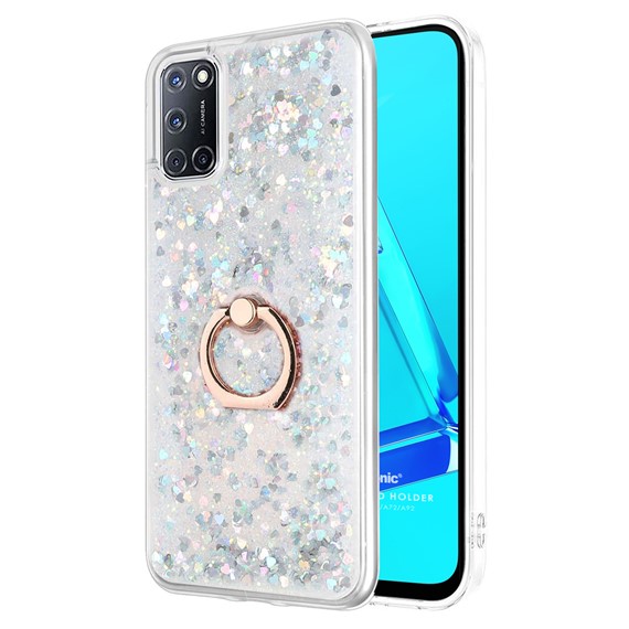 Microsonic Oppo A52 Kılıf Glitter Liquid Holder Gümüş 1