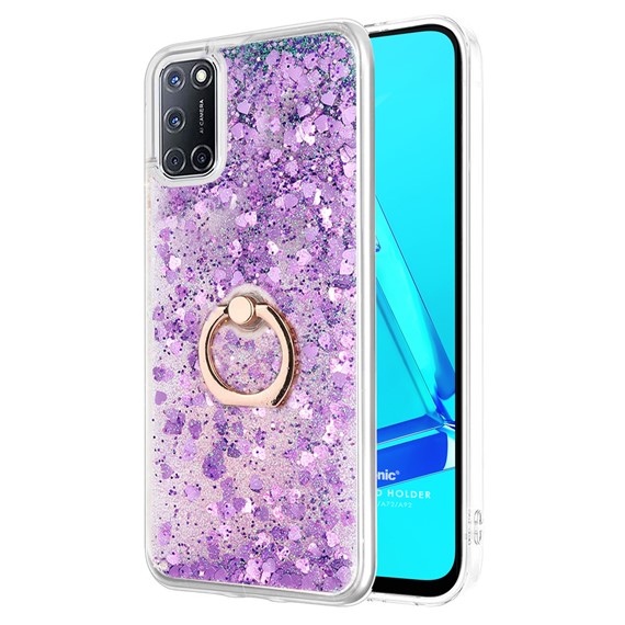 Microsonic Oppo A72 Kılıf Glitter Liquid Holder Mor 1