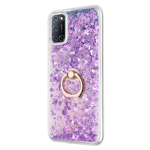 Microsonic Oppo A72 Kılıf Glitter Liquid Holder Mor 2