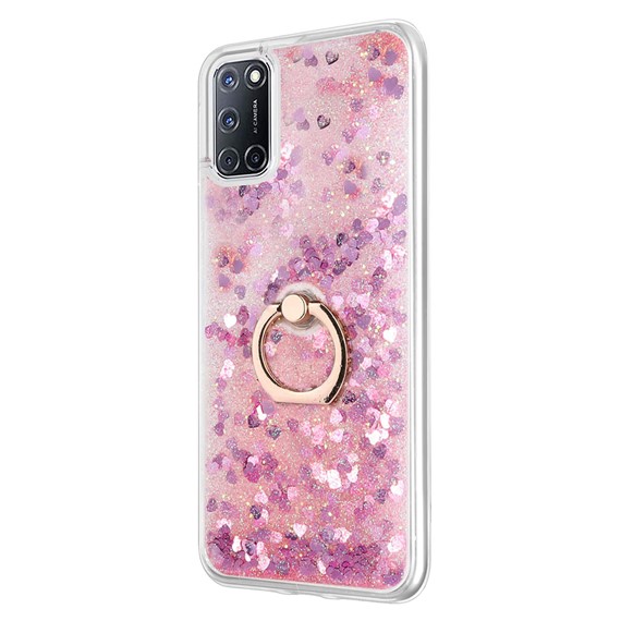 Microsonic Oppo A92 Kılıf Glitter Liquid Holder Pembe 2