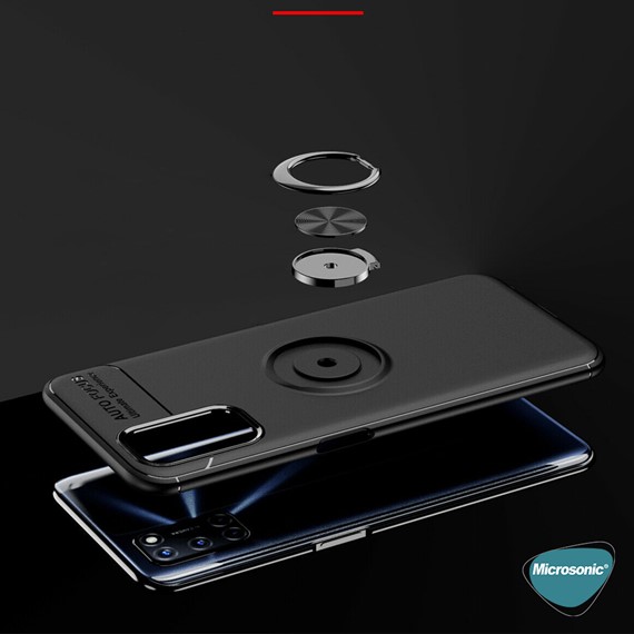 Microsonic Oppo A92 Kılıf Kickstand Ring Holder Kırmızı 4