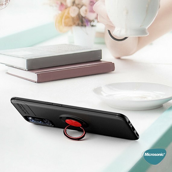 Microsonic Oppo A72 Kılıf Kickstand Ring Holder Lacivert 5