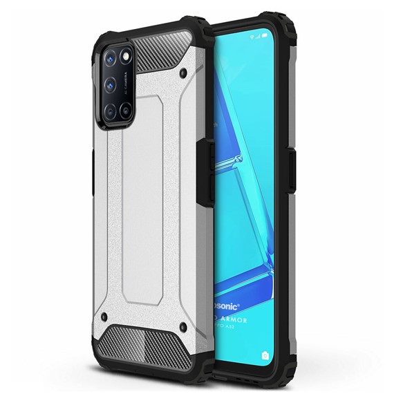 Microsonic Oppo A52 Kılıf Rugged Armor Gümüş 1