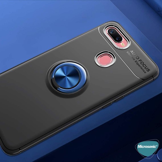 Microsonic Oppo AX7 Kılıf Kickstand Ring Holder Lacivert 5