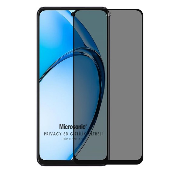 Microsonic Oppo A60 Privacy 5D Gizlilik Filtreli Cam Ekran Koruyucu Siyah 1