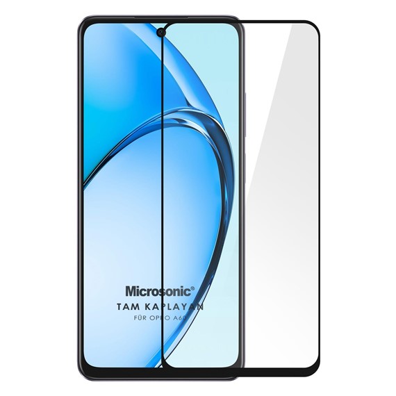 Microsonic Oppo A60 Tam Kaplayan Temperli Cam Ekran Koruyucu Siyah 1