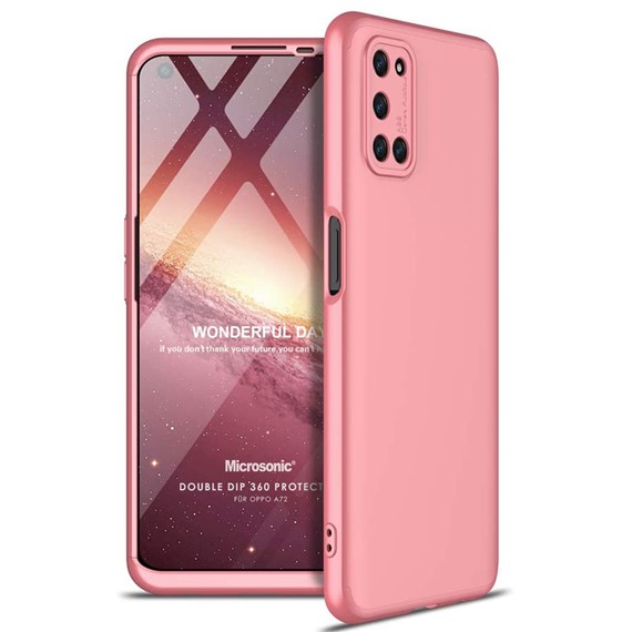 Microsonic Oppo A72 Kılıf Double Dip 360 Protective Rose Gold 1