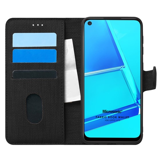 Microsonic Oppo A72 Kılıf Fabric Book Wallet Siyah 1