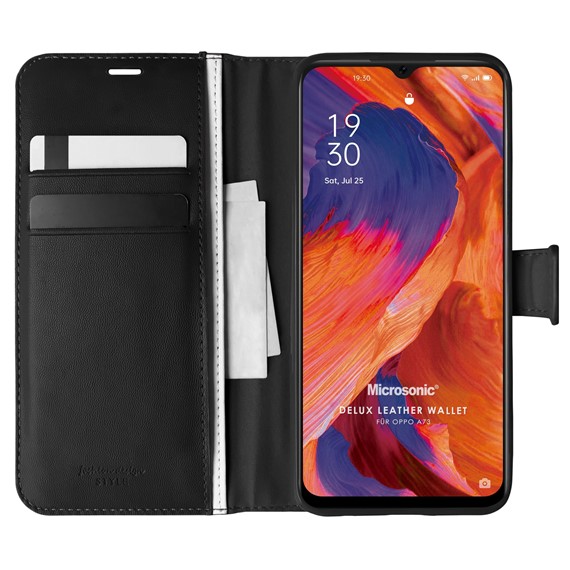 Microsonic Oppo A73 Kılıf Delux Leather Wallet Siyah 1