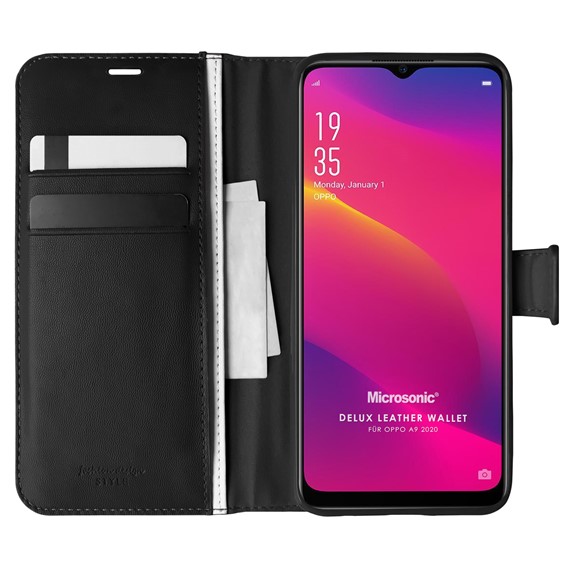 Microsonic Oppo A9 2020 Kılıf Delux Leather Wallet Siyah 1