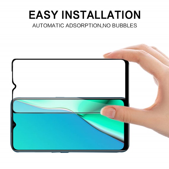 Microsonic Oppo A9 2020 Tam Kaplayan Temperli Cam Ekran Koruyucu Siyah 4