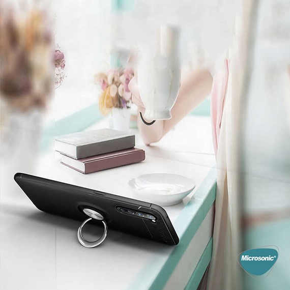 Microsonic Oppo A91 Kılıf Kickstand Ring Holder Lacivert 5