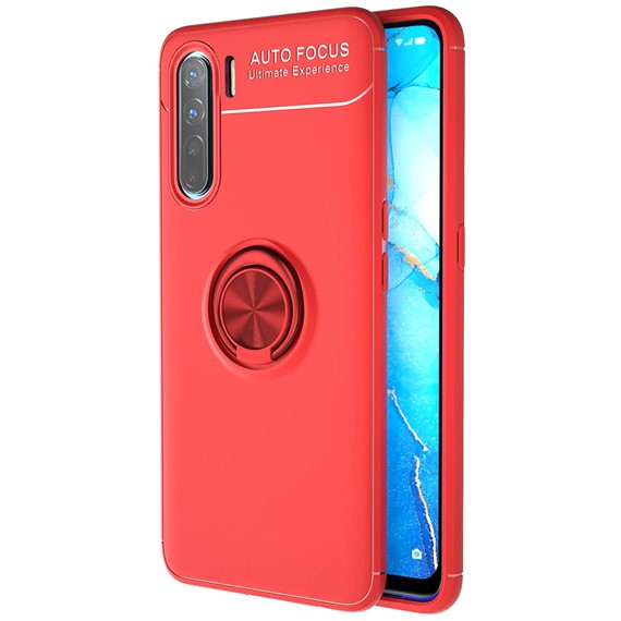 Microsonic Oppo Reno 3 Kılıf Kickstand Ring Holder Kırmızı 1